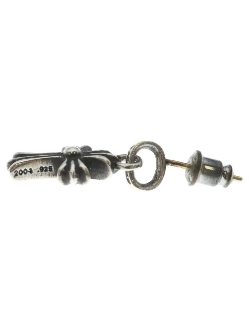 Chrome Hearts Bby Pprchn Baby Fat Cross Drop Earrings Silver